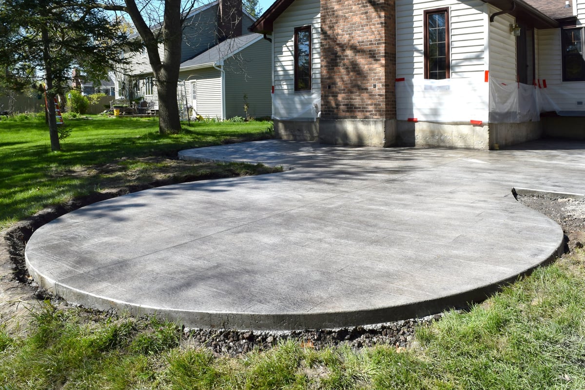 Freshly finished concrete slab under construction