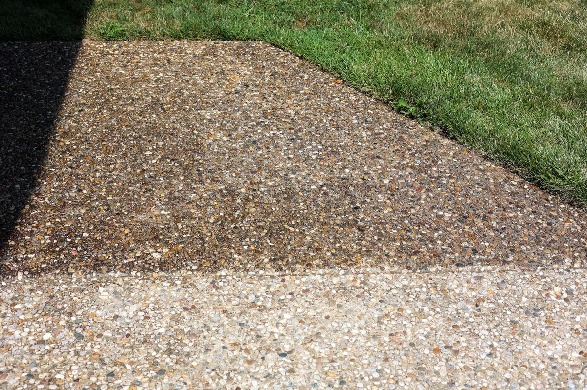 Concrete sidewalk in front of a home after sealing